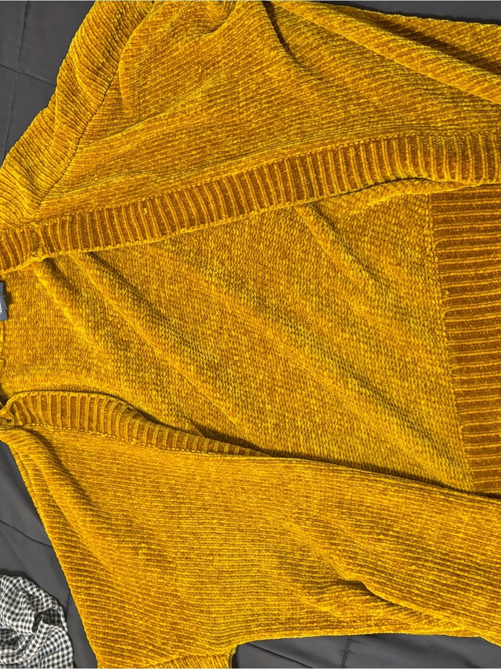 ModCloth Cozy Mustard Yellow Chenille Cardigan